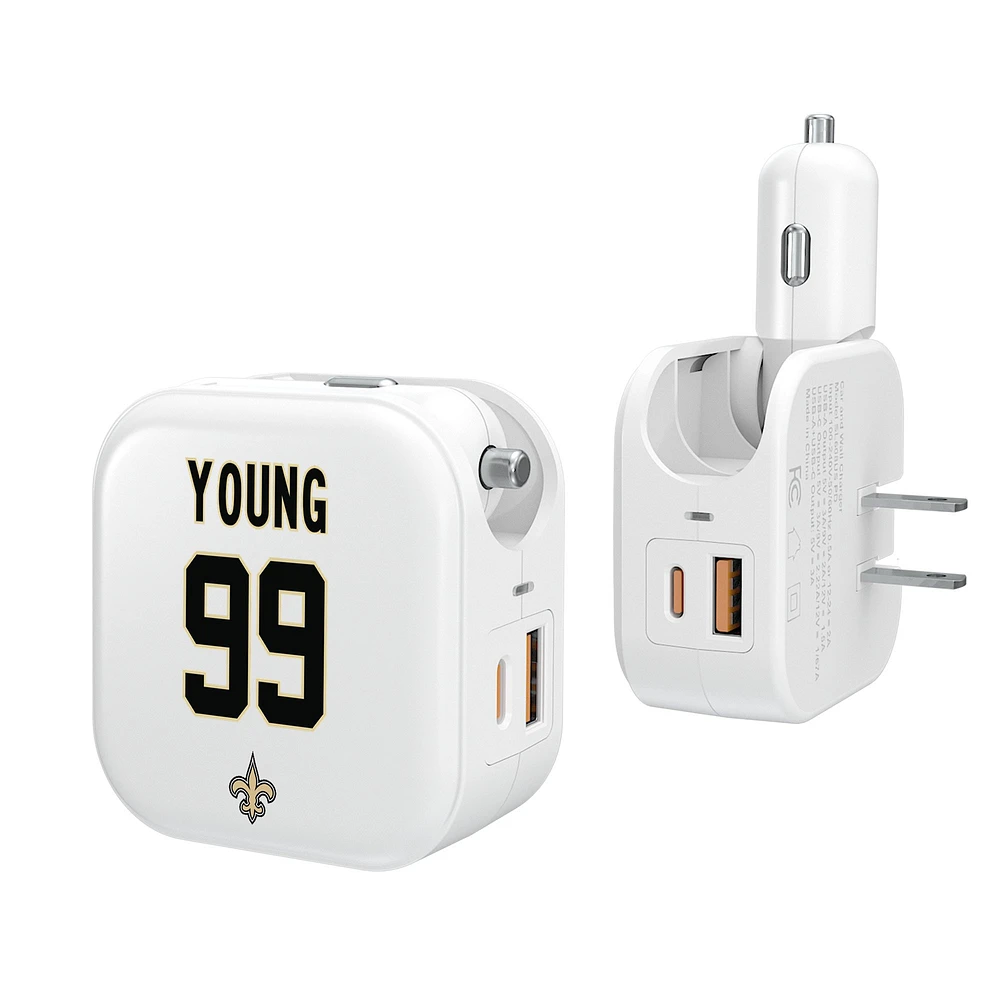 Keyscaper Chase Young New Orleans Saints Ready 2-in-1 USB Charger