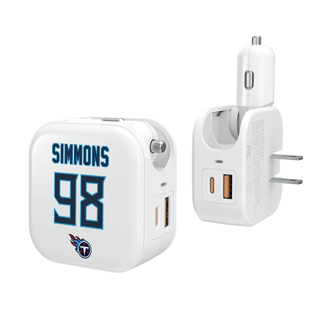 Keyscaper Jeffery Simmons Tennessee Titans Ready 2-in-1 USB Charger
