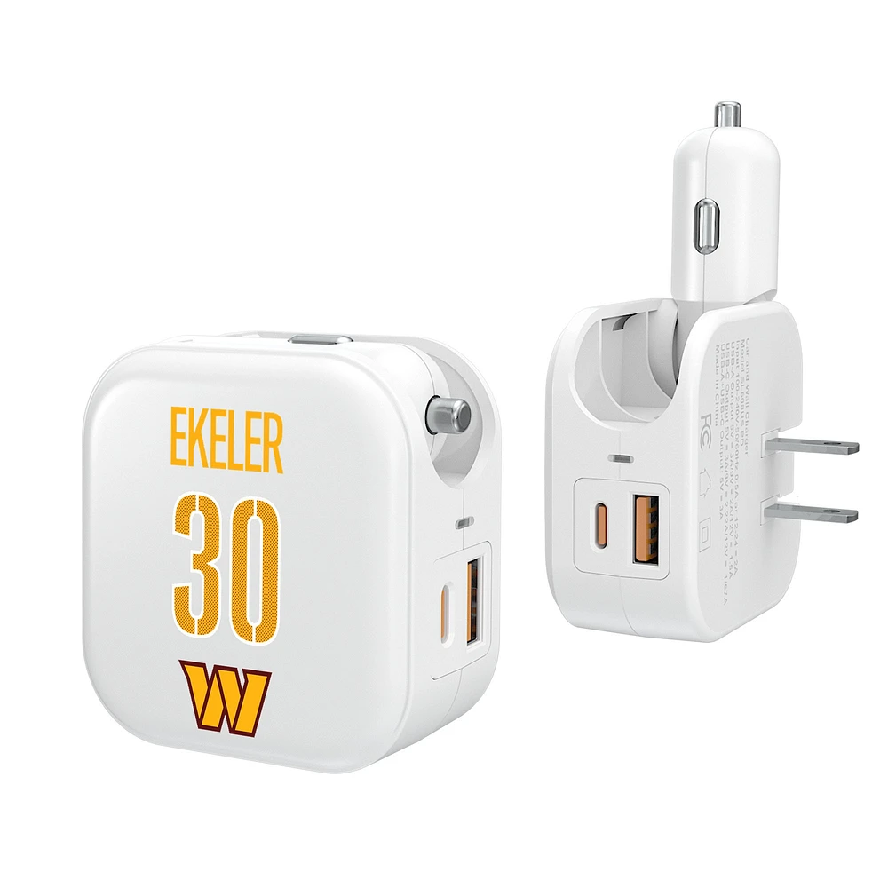 Keyscaper Austin Ekeler Washington Commanders Ready 2-in-1 USB Charger