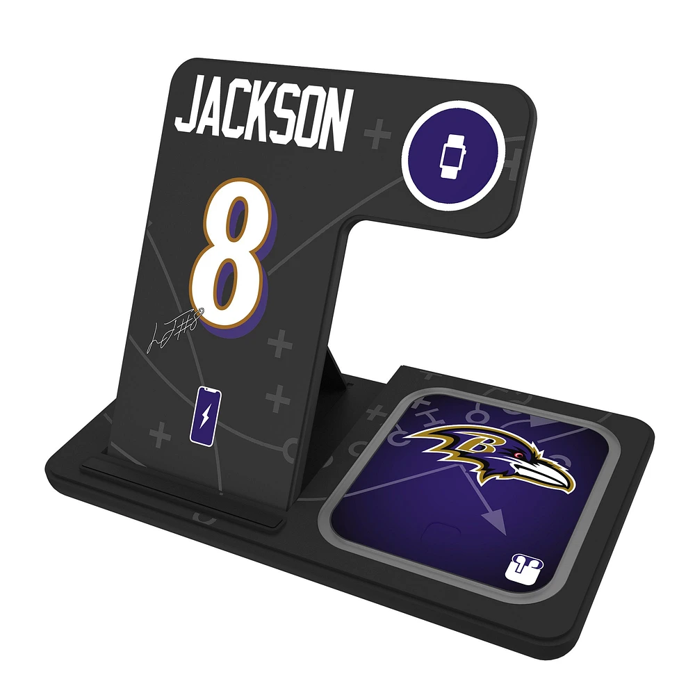 Keyscaper Lamar Jackson Baltimore Ravens Ready 3-in-1 Charging Station