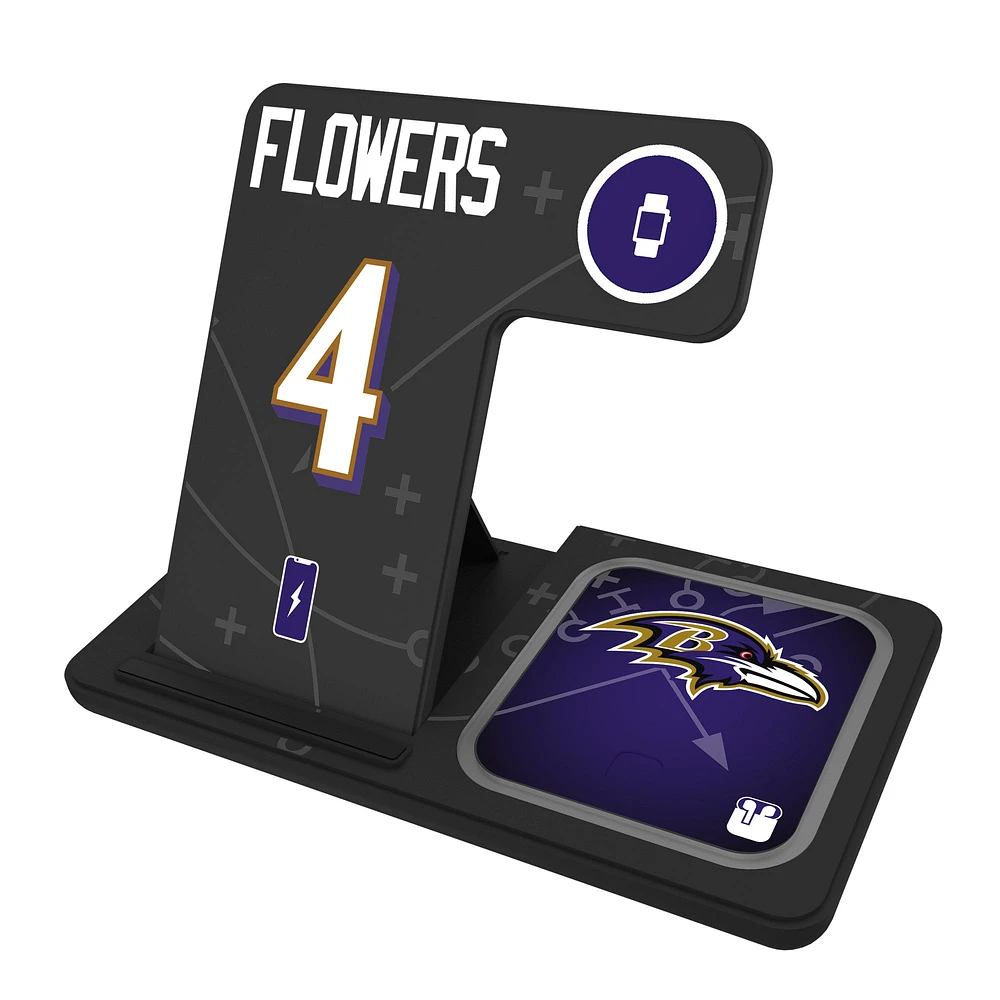 Keyscaper Zay Flowers Baltimore Ravens Ready 3-in-1 Charging Station