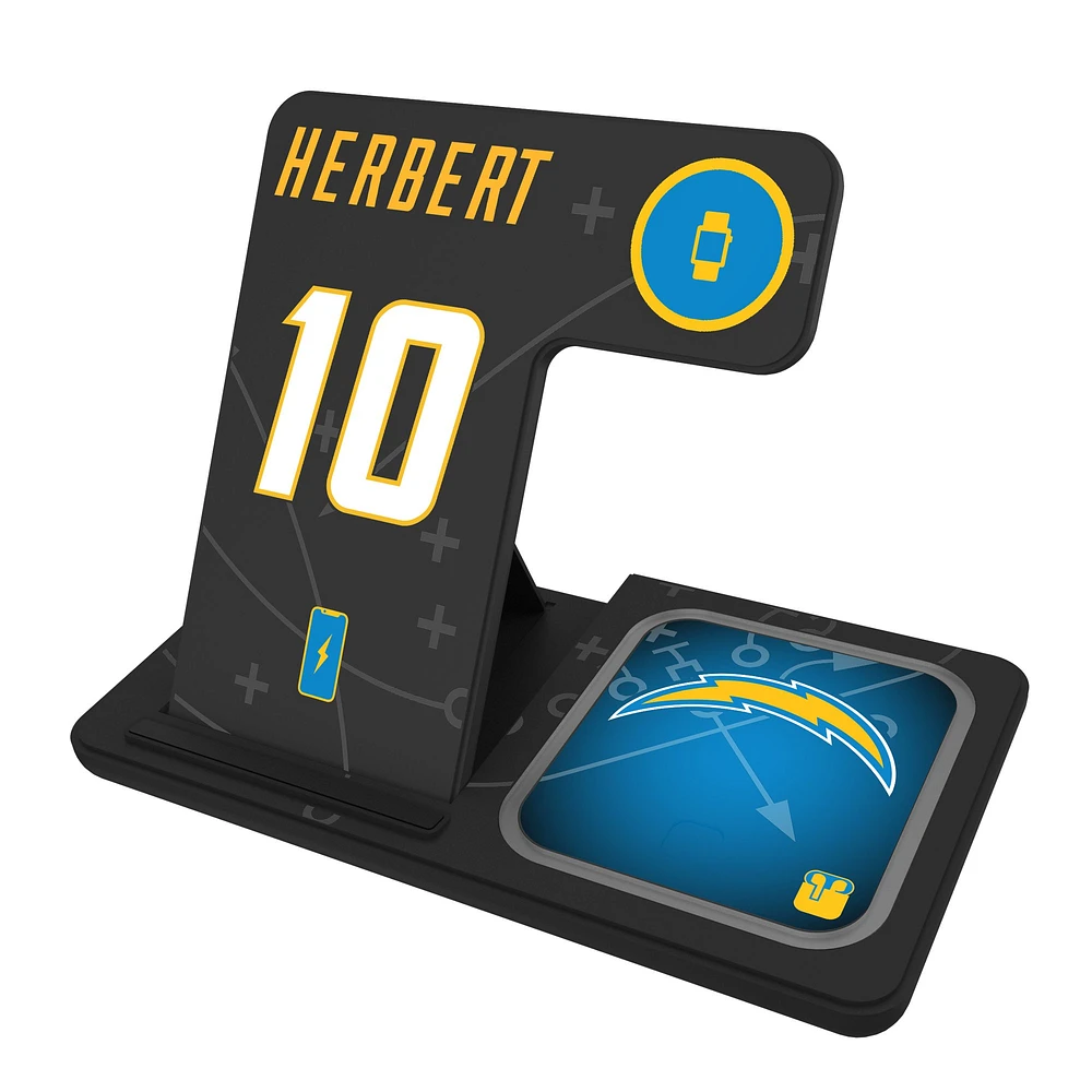 Keyscaper Justin Herbert Los Angeles Chargers Ready 3-in-1 Charging Station