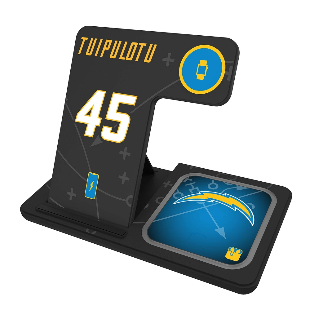 Keyscaper Tuli Tuipulotu Los Angeles Chargers Ready 3-in-1 Charging Station