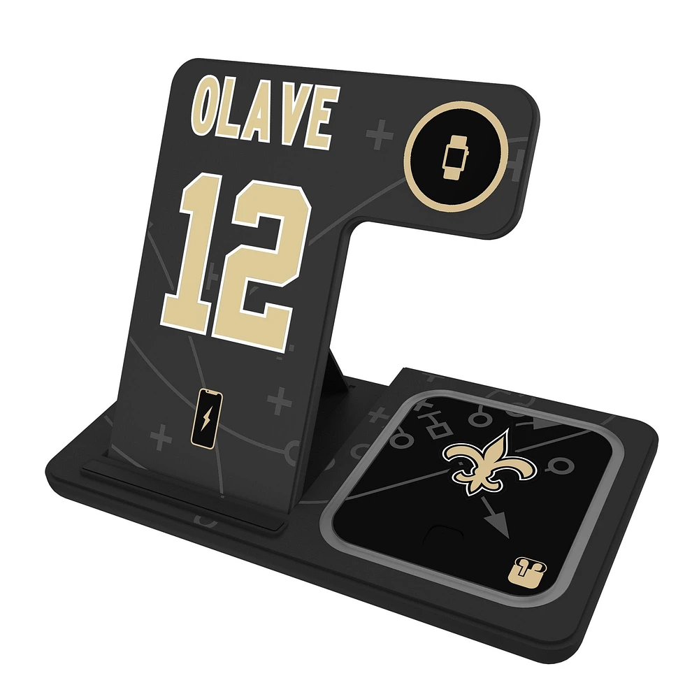 Keyscaper Chris Olave New Orleans Saints Ready 3-in-1 Charging Station