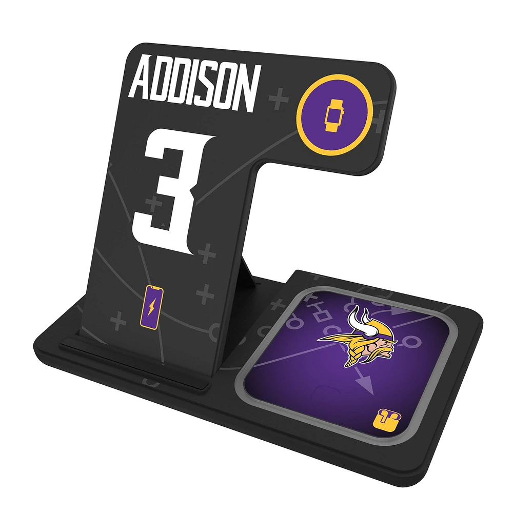 Keyscaper Jordan Addison Minnesota Vikings Ready 3-in-1 Charging Station