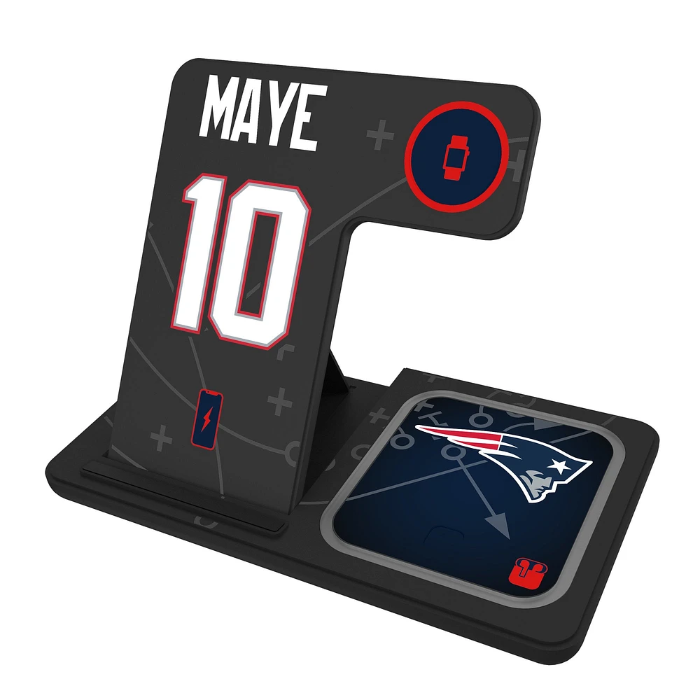 Keyscaper Drake Maye New England Patriots Ready 3-in-1 Charging Station