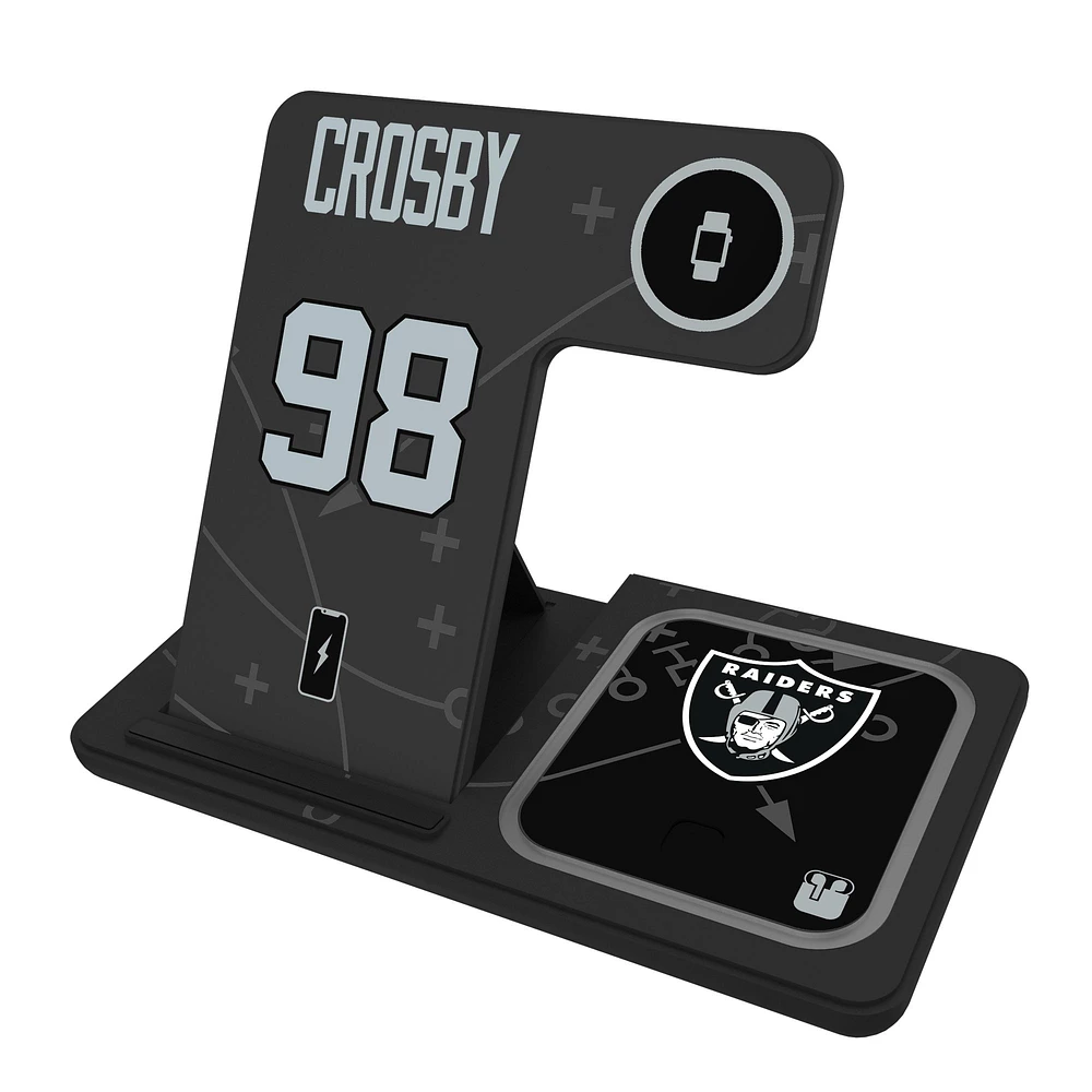 Keyscaper Maxx Crosby Las Vegas Raiders Ready 3-in-1 Charging Station