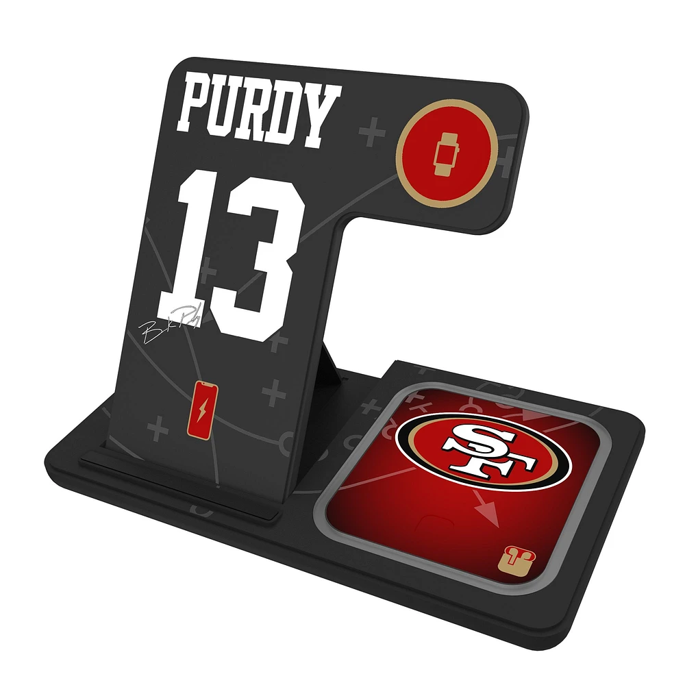 Keyscaper Brock Purdy San Francisco 49ers Ready 3-in-1 Charging Station