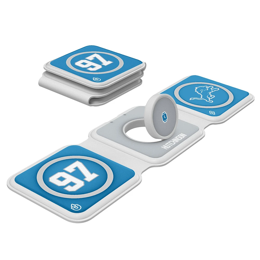 Keyscaper Aidan Hutchinson Detroit Lions 3-in-1 Foldable Charger