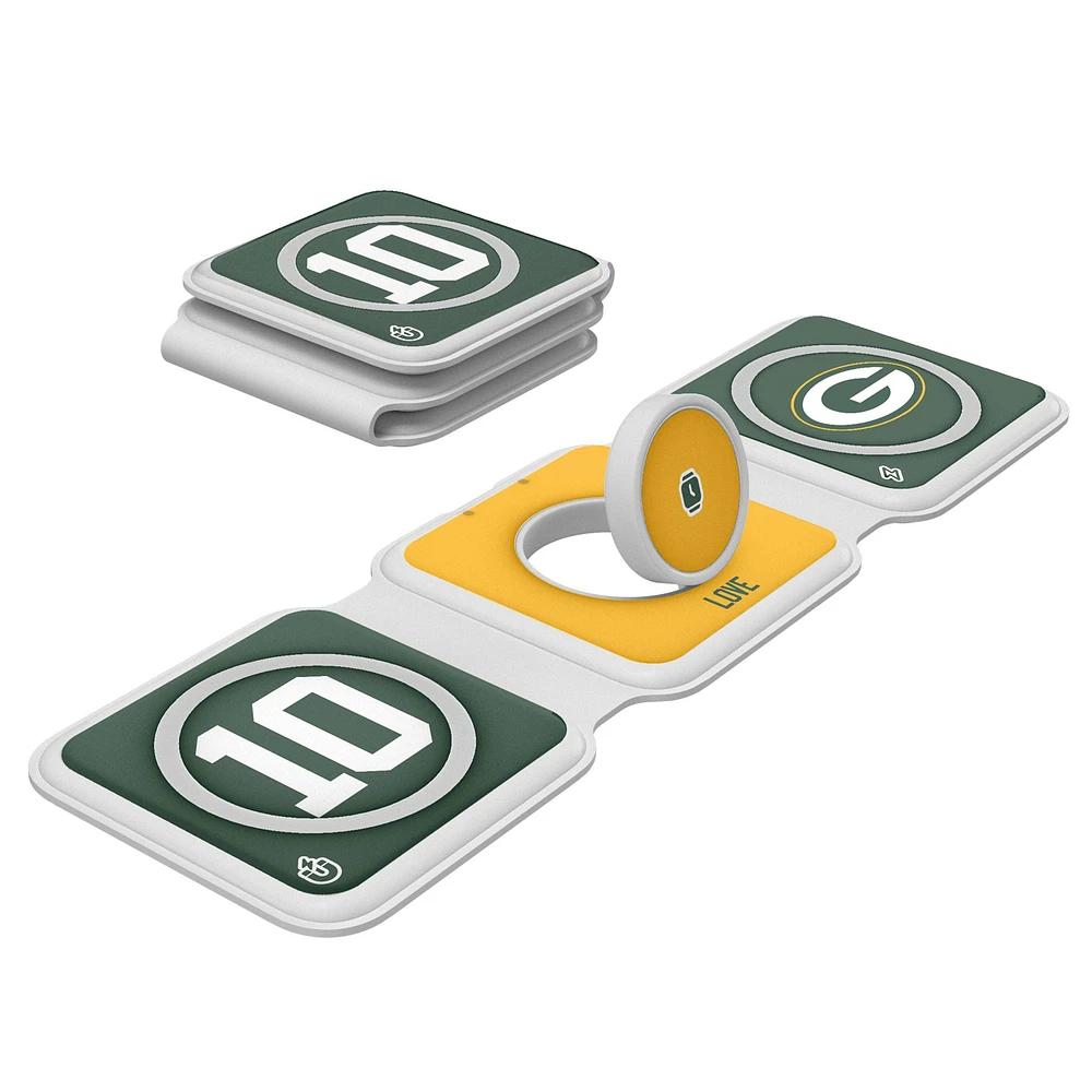 Keyscaper Jordan Love Green Bay Packers 3-in-1 Foldable Charger