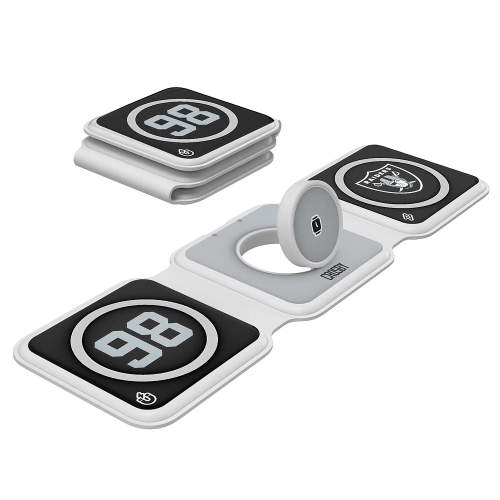 Keyscaper Maxx Crosby Las Vegas Raiders 3-in-1 Foldable Charger