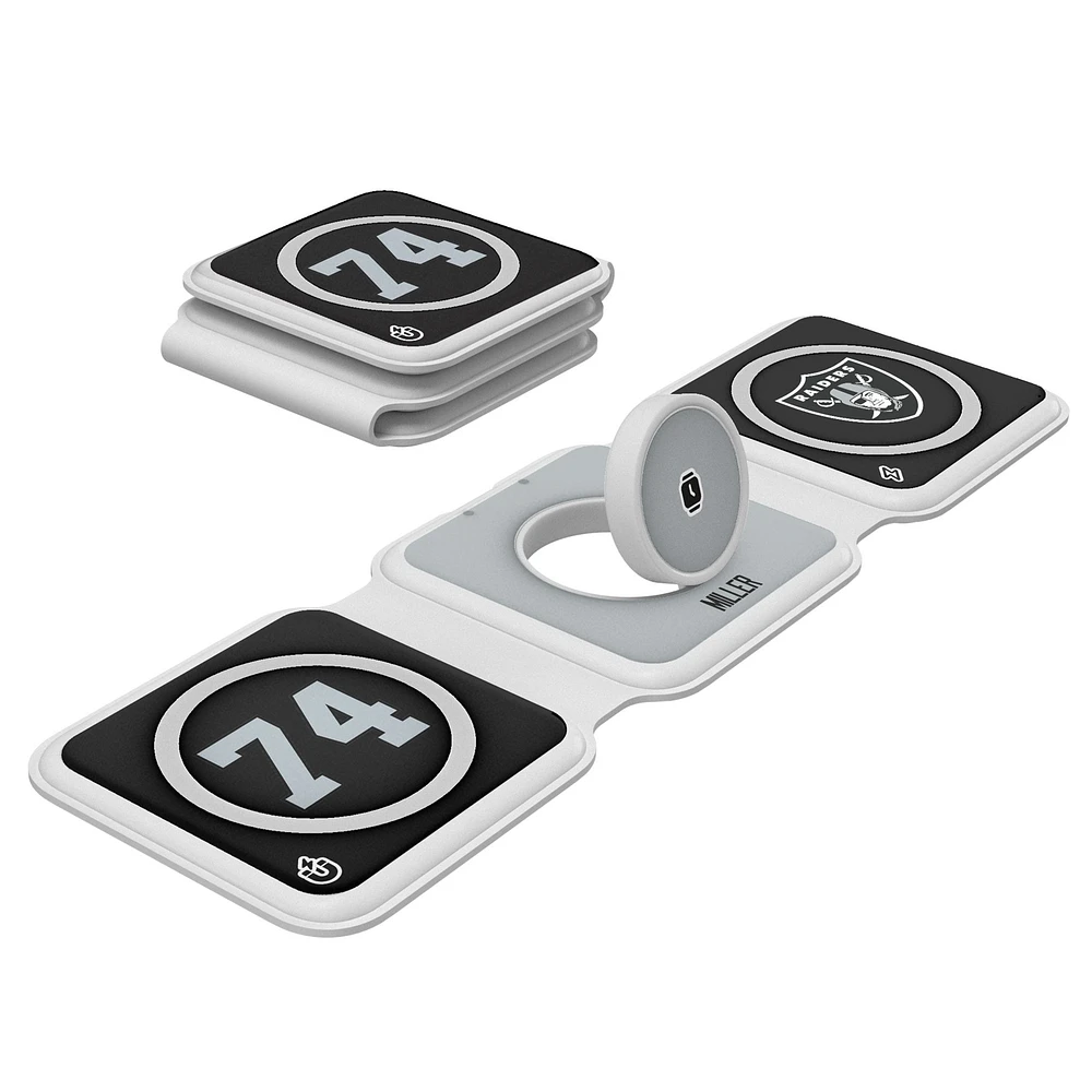 Keyscaper Kolton Miller Las Vegas Raiders 3-in-1 Foldable Charger