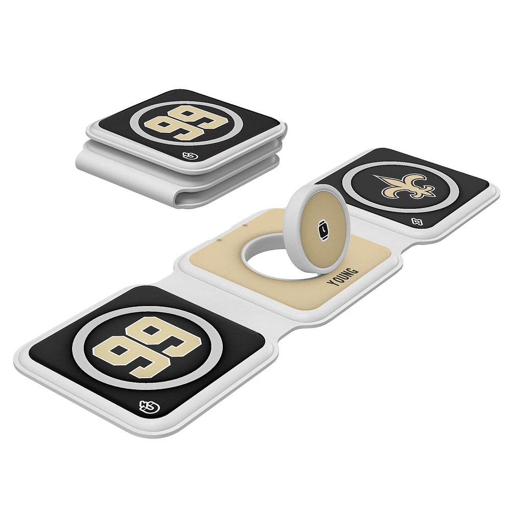 Keyscaper Chase Young New Orleans Saints 3-in-1 Foldable Charger