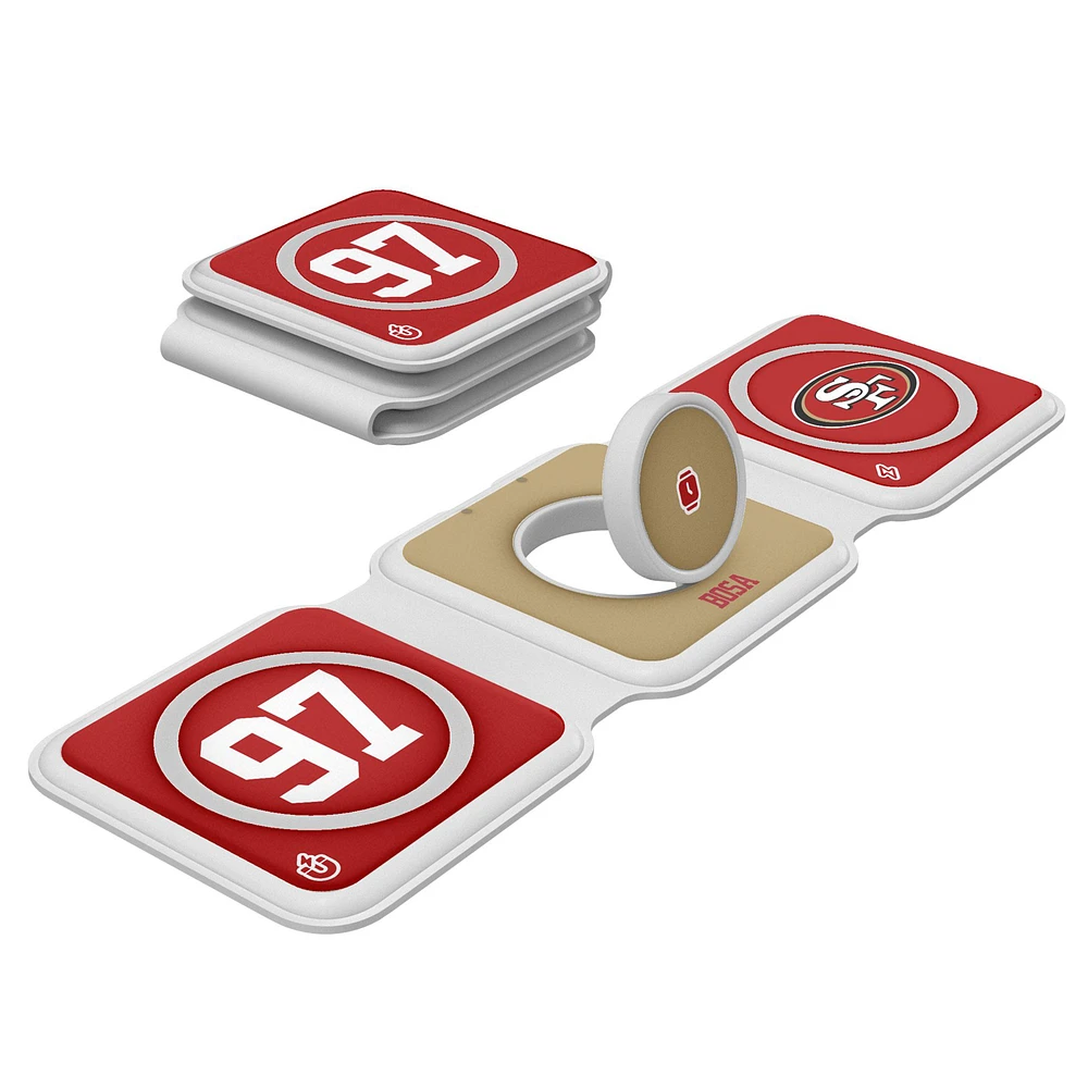 Keyscaper Nick Bosa San Francisco 49ers 3-in-1 Foldable Charger