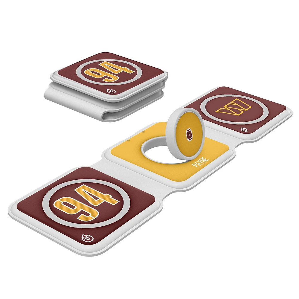 Keyscaper Daron Payne Washington Commanders 3-in-1 Foldable Charger