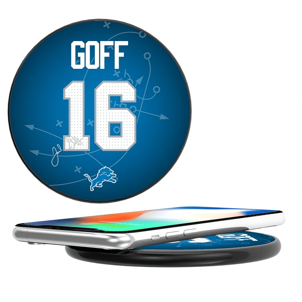 Keyscaper Jared Goff Black Detroit Lions Wireless Charging Station