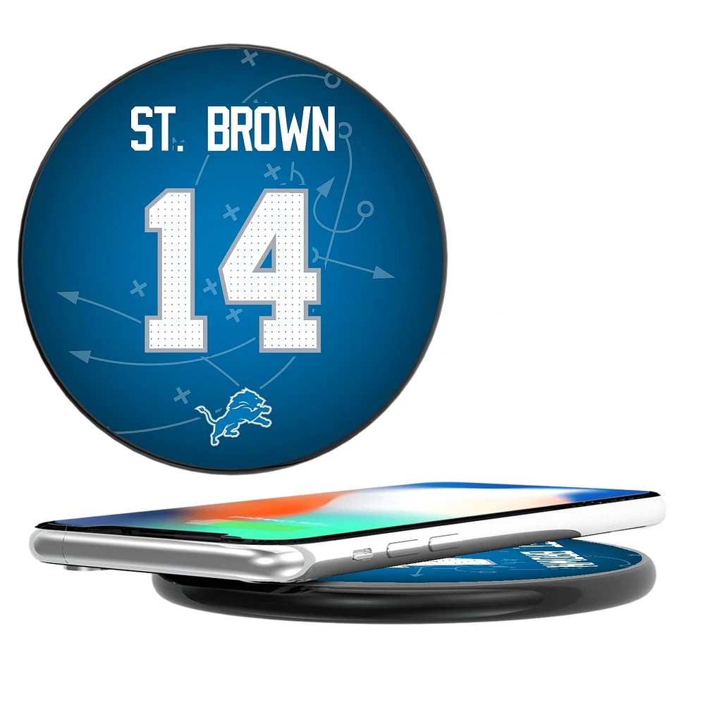 Keyscaper Amon-Ra St. Brown Black Detroit Lions Wireless Charging Station