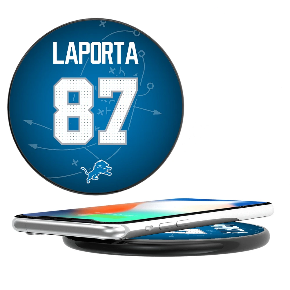 Keyscaper Sam LaPorta Black Detroit Lions Wireless Charging Station