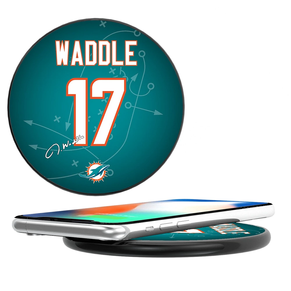Keyscaper Jaylen Waddle Black Miami Dolphins Wireless Charging Station