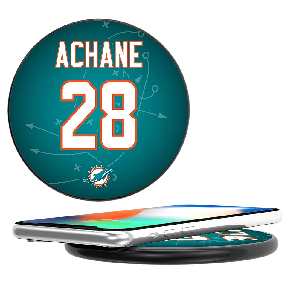 Keyscaper De’Von Achane Black Miami Dolphins Wireless Charging Station