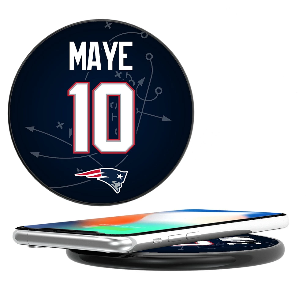 Keyscaper Drake Maye Black New England Patriots Wireless Charging Station