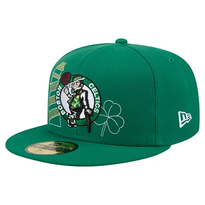 Men's New Era Kelly Green Boston Celtics State Stitch 59FIFTY Fitted Hat