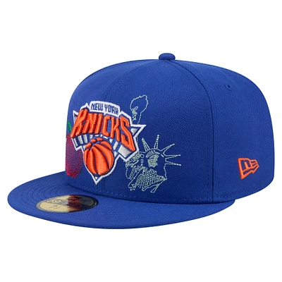Men's New Era Blue York Knicks State Stitch 59FIFTY Fitted Hat