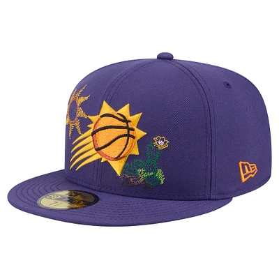 Men's New Era Purple Phoenix Suns State Stitch 59FIFTY Fitted Hat