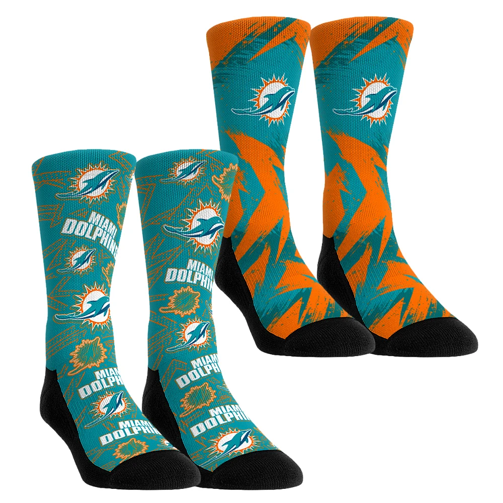 Unisex Rock Em Socks Miami Dolphins Gameday Two-Pack Crew Set