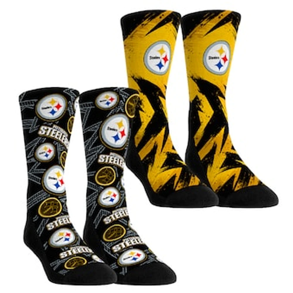 Youth Rock Em Socks Pittsburgh Steelers Game Day Two-Pack Crew Sock Set