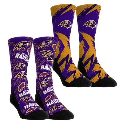 Youth Rock Em Socks Baltimore Ravens Game Day Two-Pack Crew Sock Set