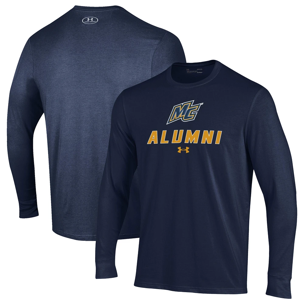 Men's Under Armour Navy Merrimack College Warriors Alumni Performance Long Sleeve T-Shirt