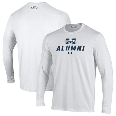 Men's Under Armour White Moravian Greyhounds Alumni Performance Long Sleeve T-Shirt