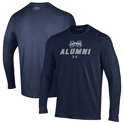 Men's Under Armour Navy Moravian Greyhounds Alumni Performance Long Sleeve T-Shirt
