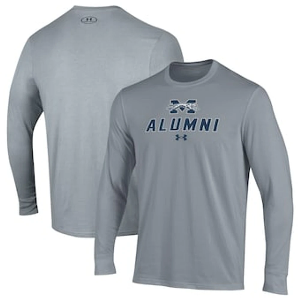 Men's Under Armour Gray Moravian Greyhounds Alumni Performance Long Sleeve T-Shirt