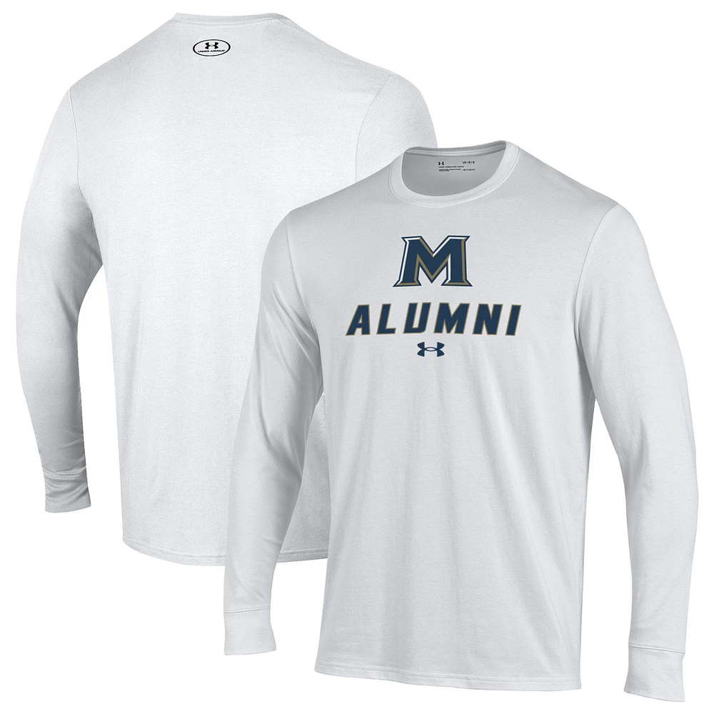 Men's Under Armour White Mount St. Mary's Mountaineers Alumni Performance Long Sleeve T-Shirt