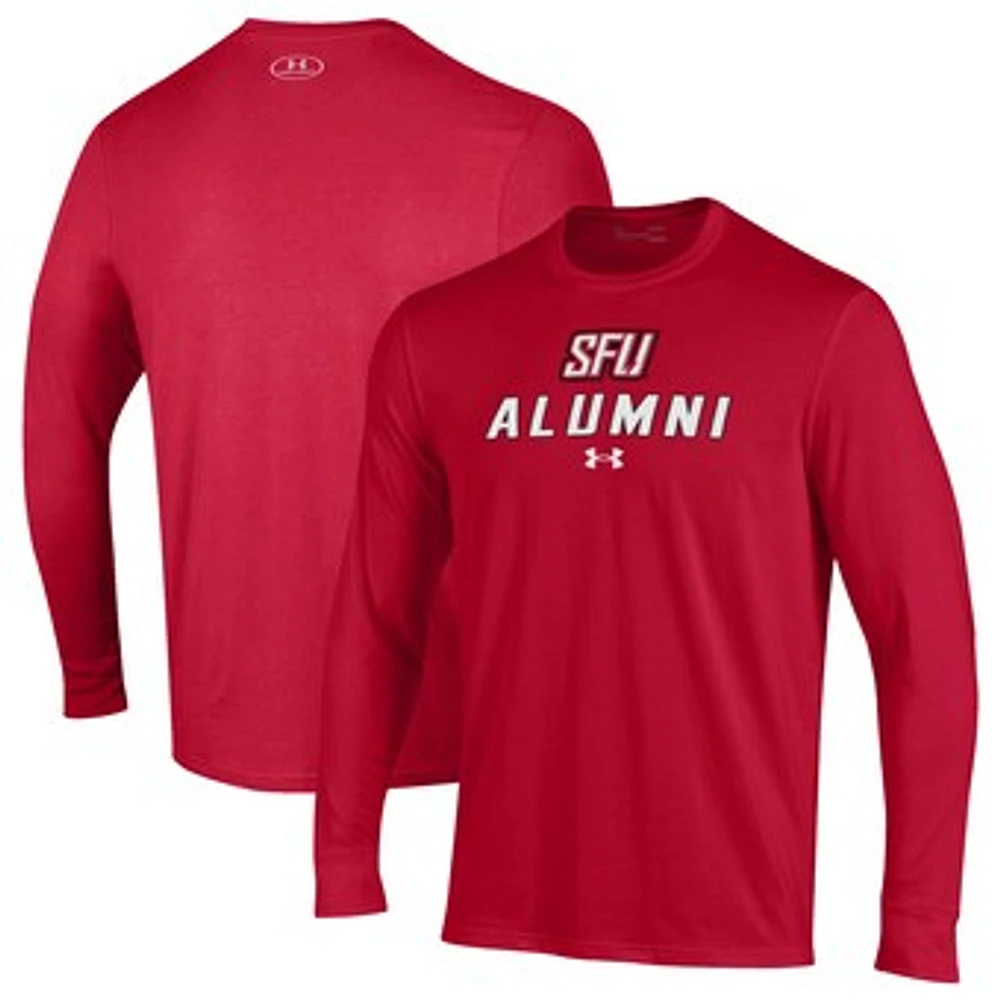 Men's Under Armour Red Saint Francis Flash Alumni Performance Long Sleeve T-Shirt
