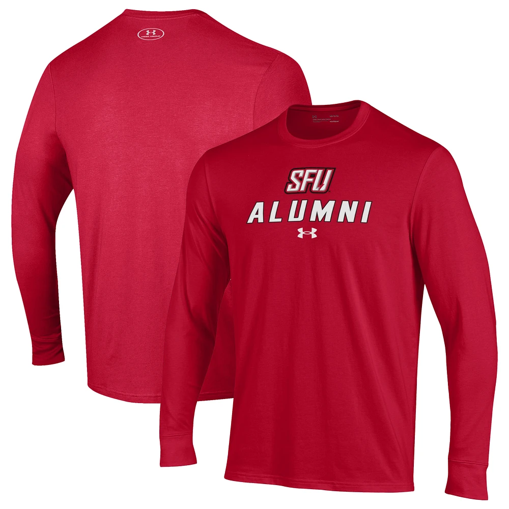 Men's Under Armour Red Saint Francis Flash Alumni Performance Long Sleeve T-Shirt