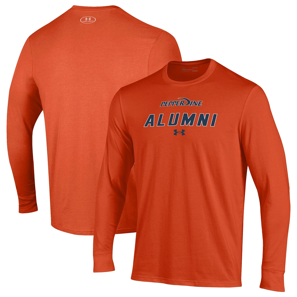 Men's Under Armour Orange Pepperdine Waves Alumni Performance Long Sleeve T-Shirt