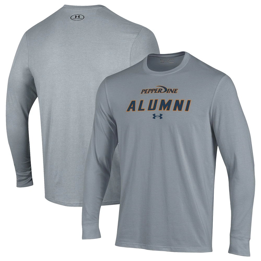 Men's Under Armour Gray Pepperdine Waves Alumni Performance Long Sleeve T-Shirt