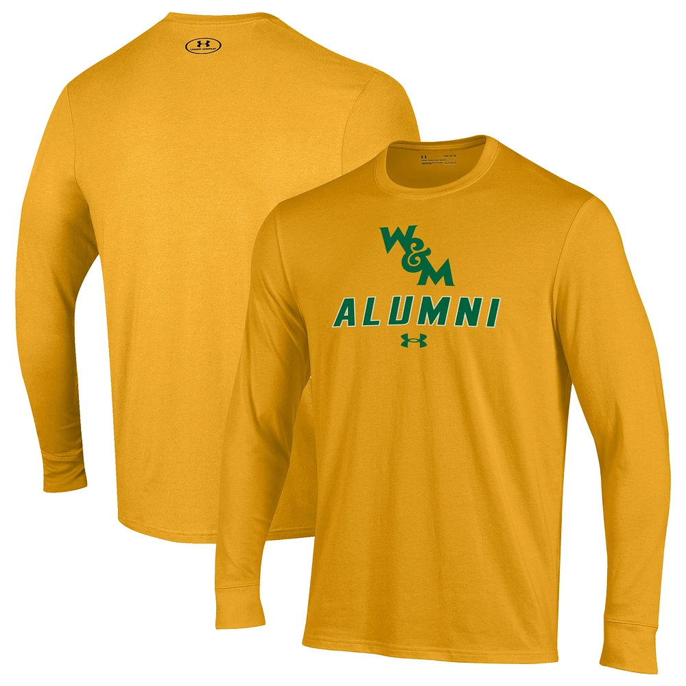 Men's Under Armour Gold William & Mary Tribe Alumni Performance Long Sleeve T-Shirt