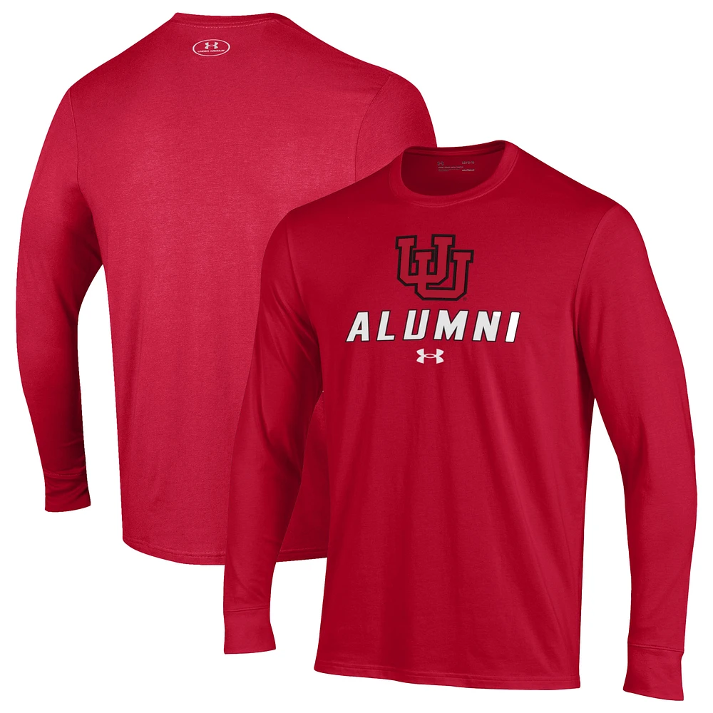 Men's Under Armour Red Utah Utes Alumni Performance Long Sleeve T-Shirt
