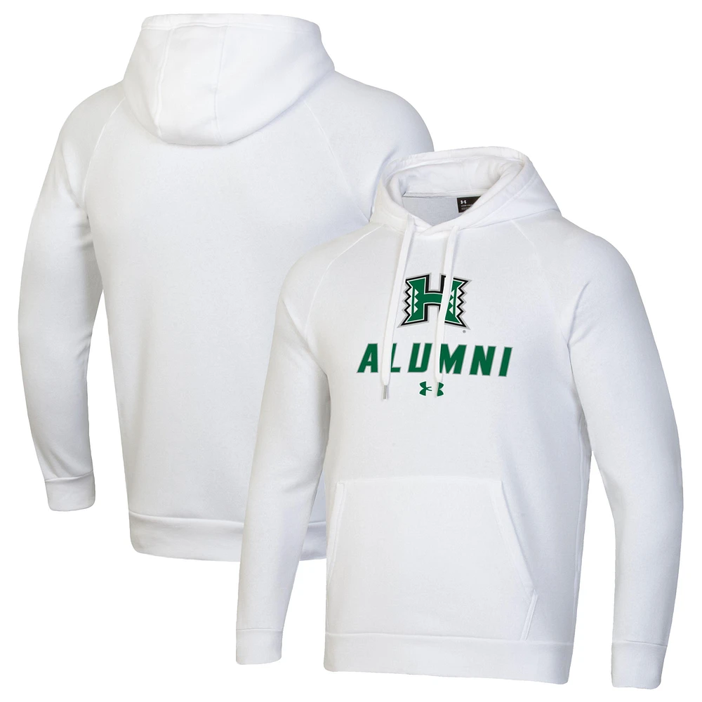Men's Under Armour White Hawaii Rainbow Warriors Alumni Rival Fleece Pullover Hoodie