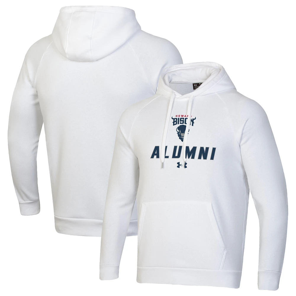 Men's Under Armour White Howard Bison Alumni Rival Fleece Pullover Hoodie