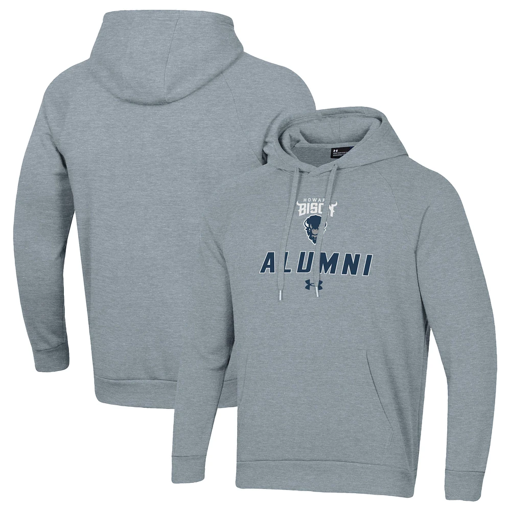 Men's Under Armour Gray Howard Bison Alumni Rival Fleece Pullover Hoodie