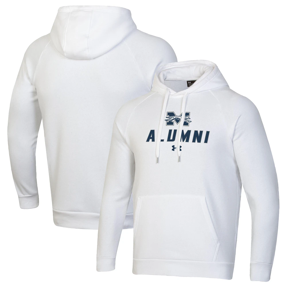 Men's Under Armour White Moravian Greyhounds Alumni Rival Fleece Pullover Hoodie