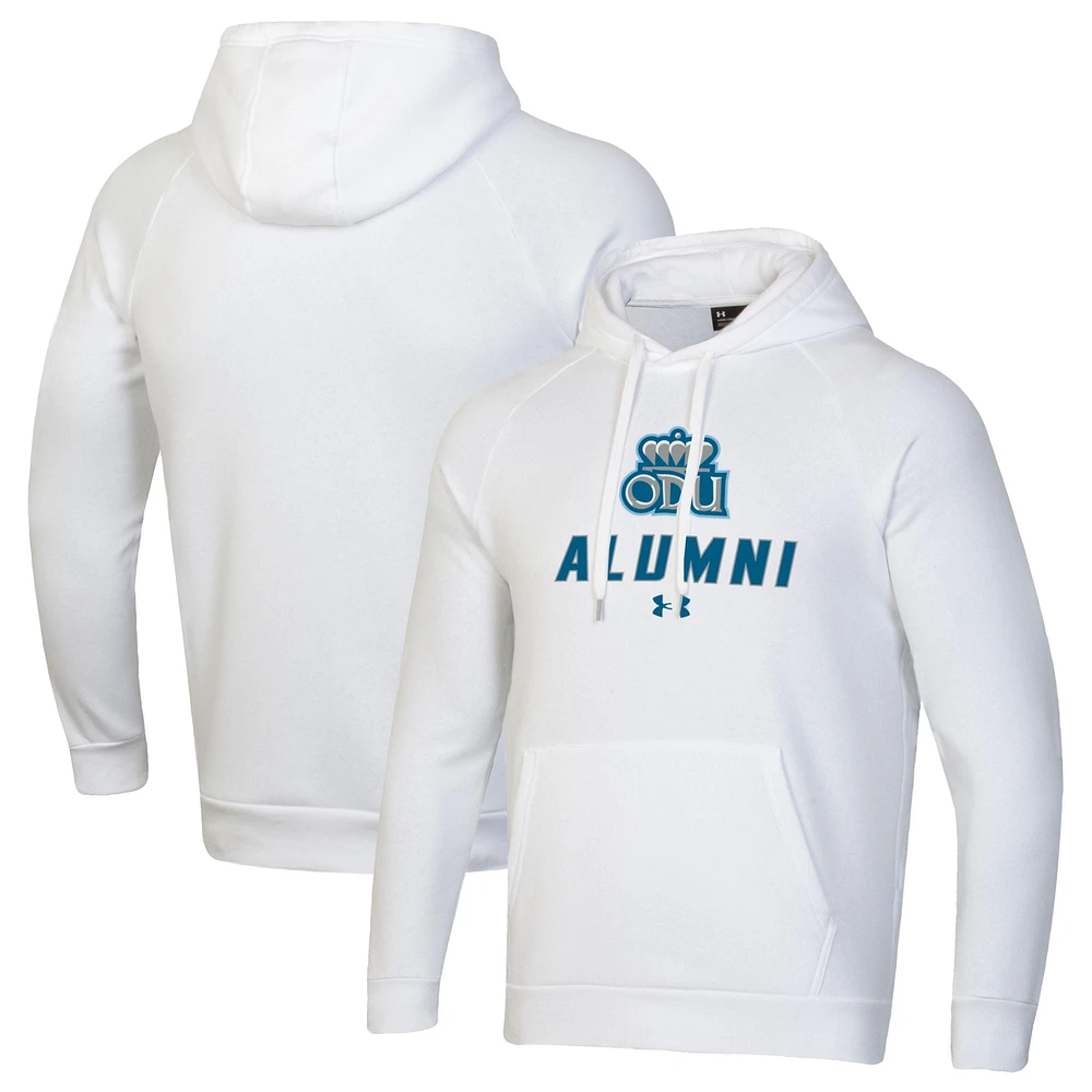 Men's Under Armour White Old Dominion Monarchs Alumni Rival Fleece Pullover Hoodie