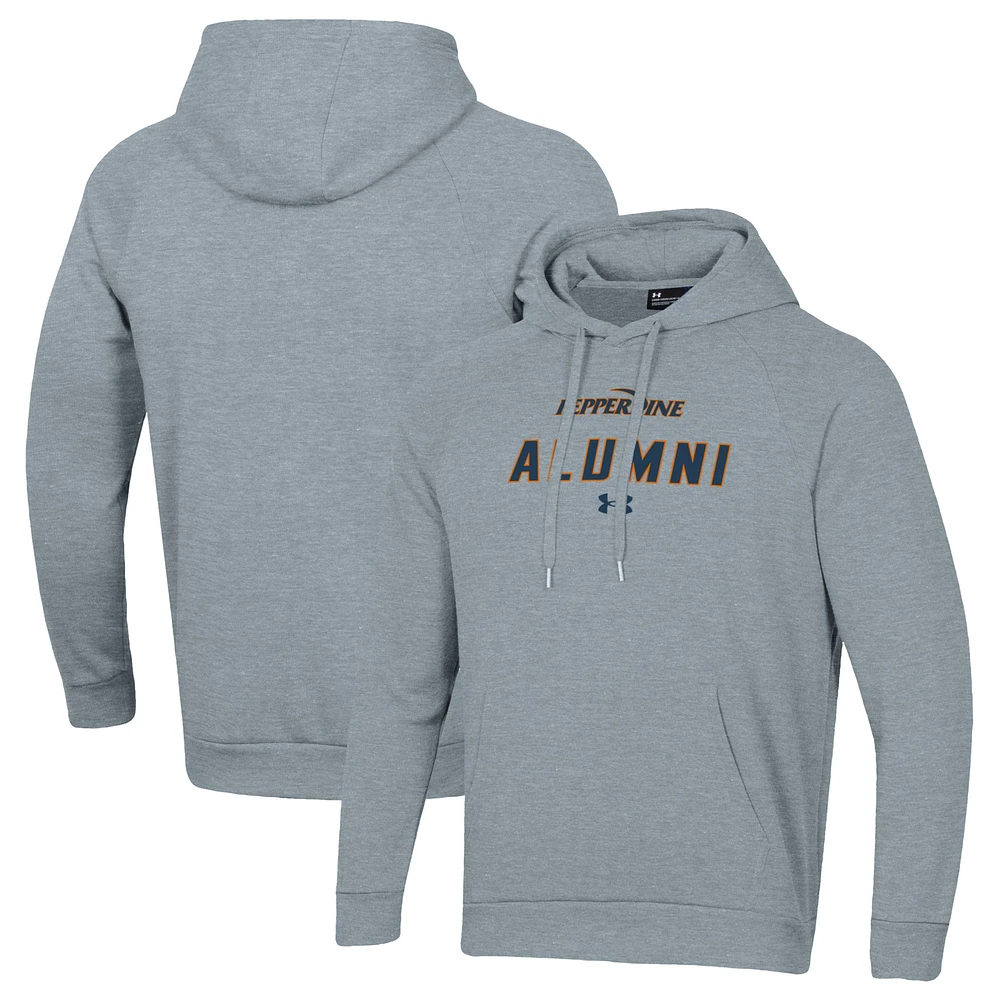 Men's Under Armour Gray Pepperdine Waves Alumni Rival Fleece Pullover Hoodie