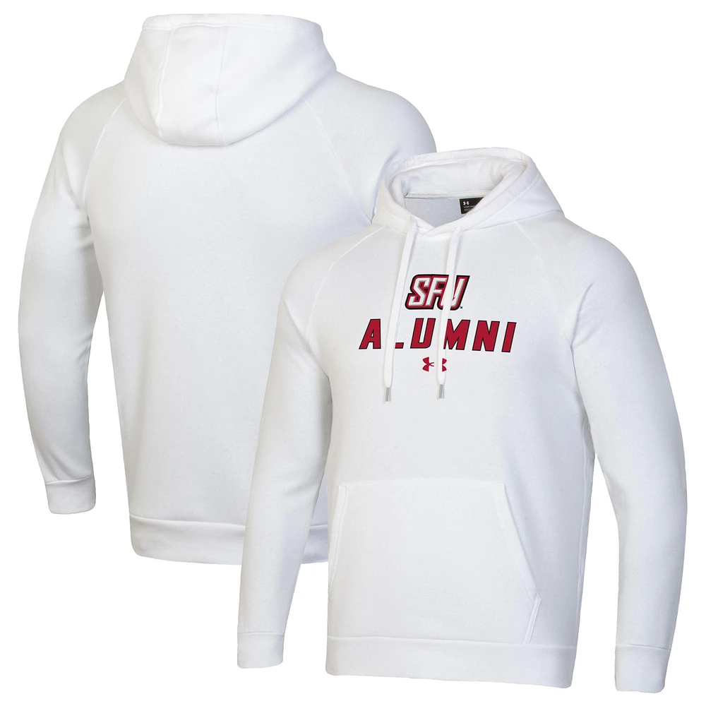 Men's Under Armour White Saint Francis Red Flash Alumni Rival Fleece Pullover Hoodie