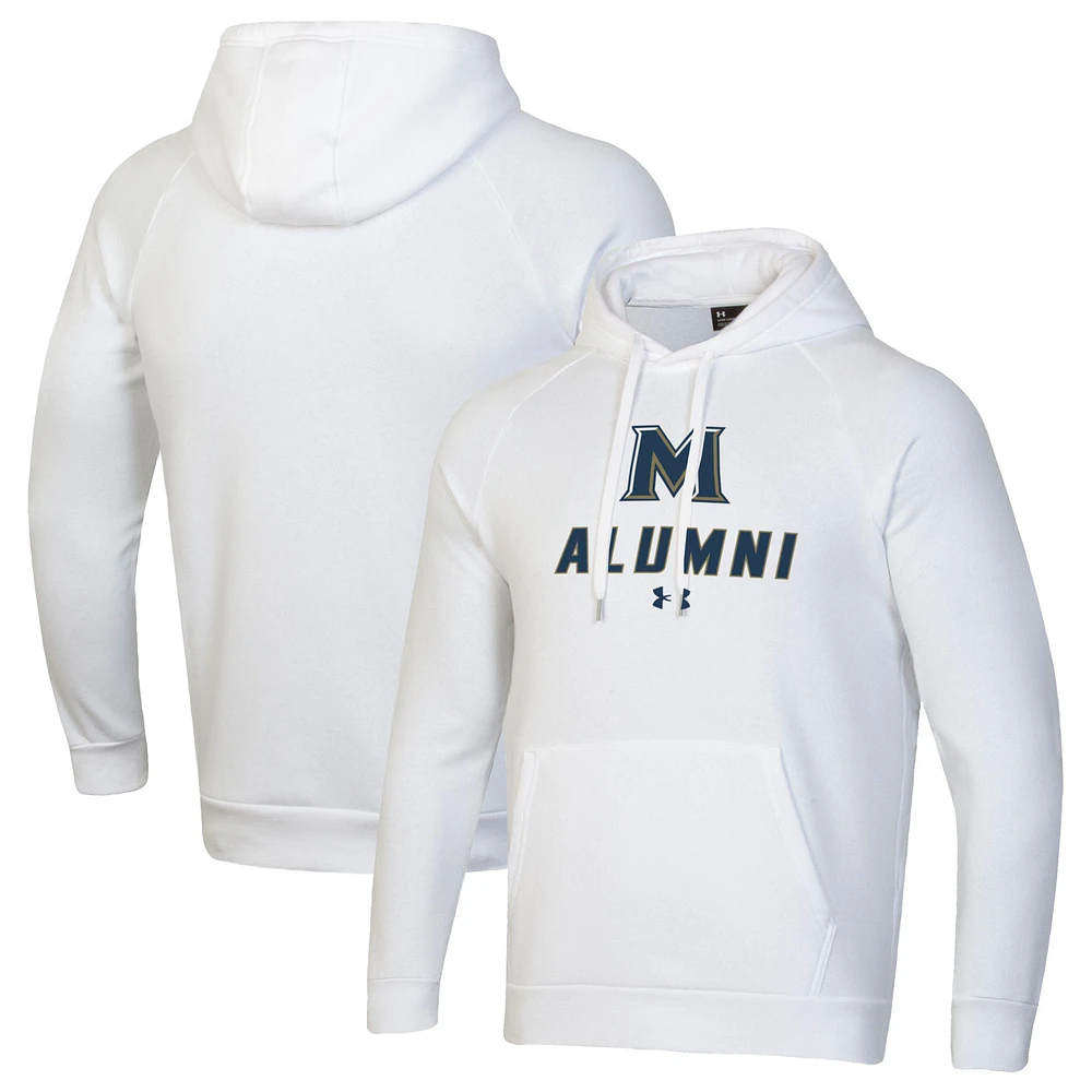 Men's Under Armour White Mount St. Mary's Mountaineers Alumni Rival Fleece Pullover Hoodie